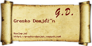 Gresko Demjén névjegykártya